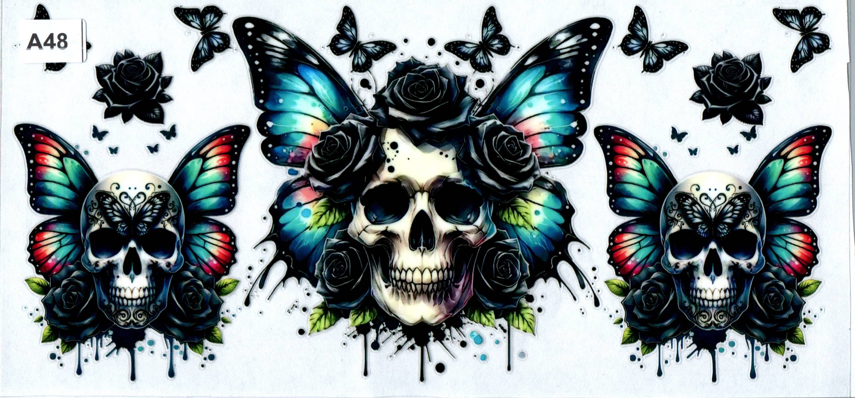 A48 Butterfly, Flowers and Skulls