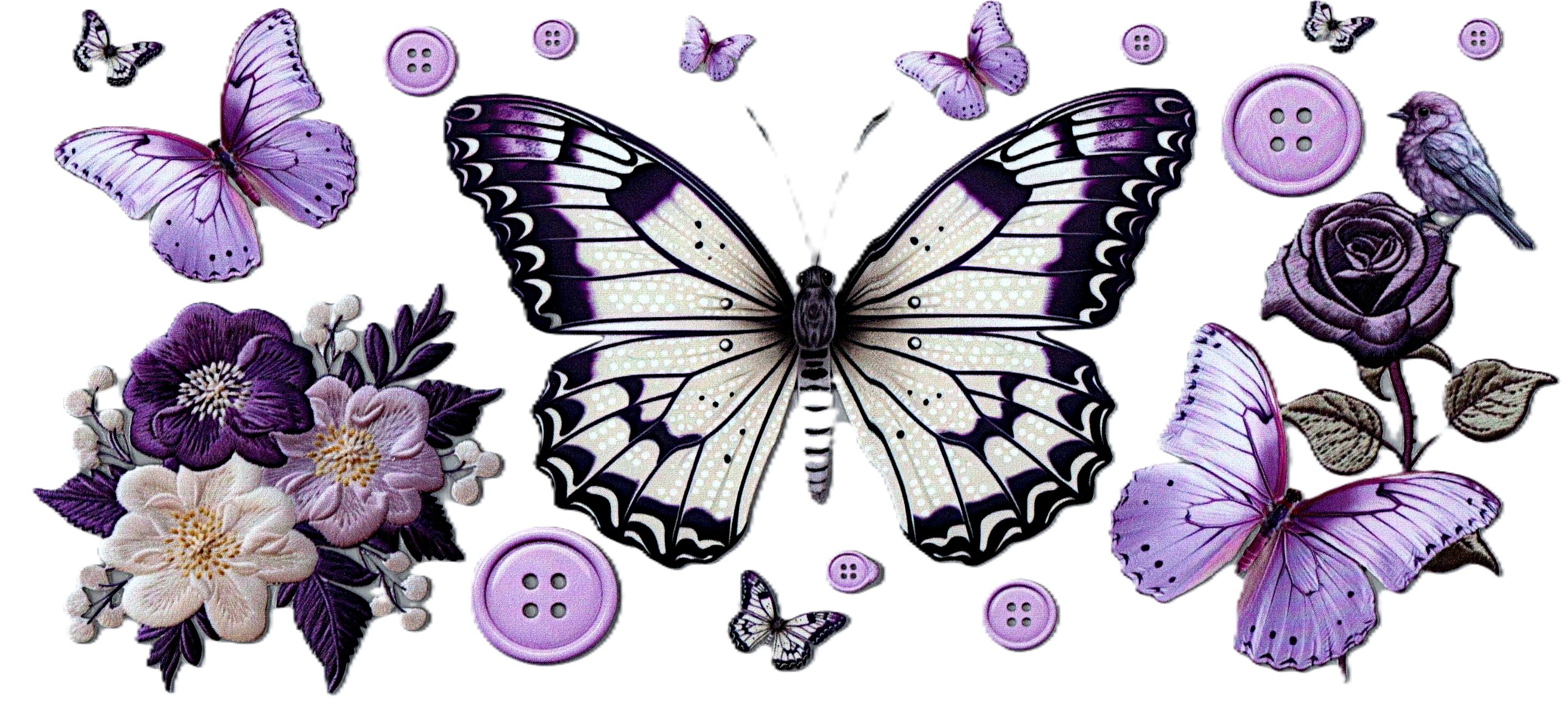 Butterfly - Purple florals A30