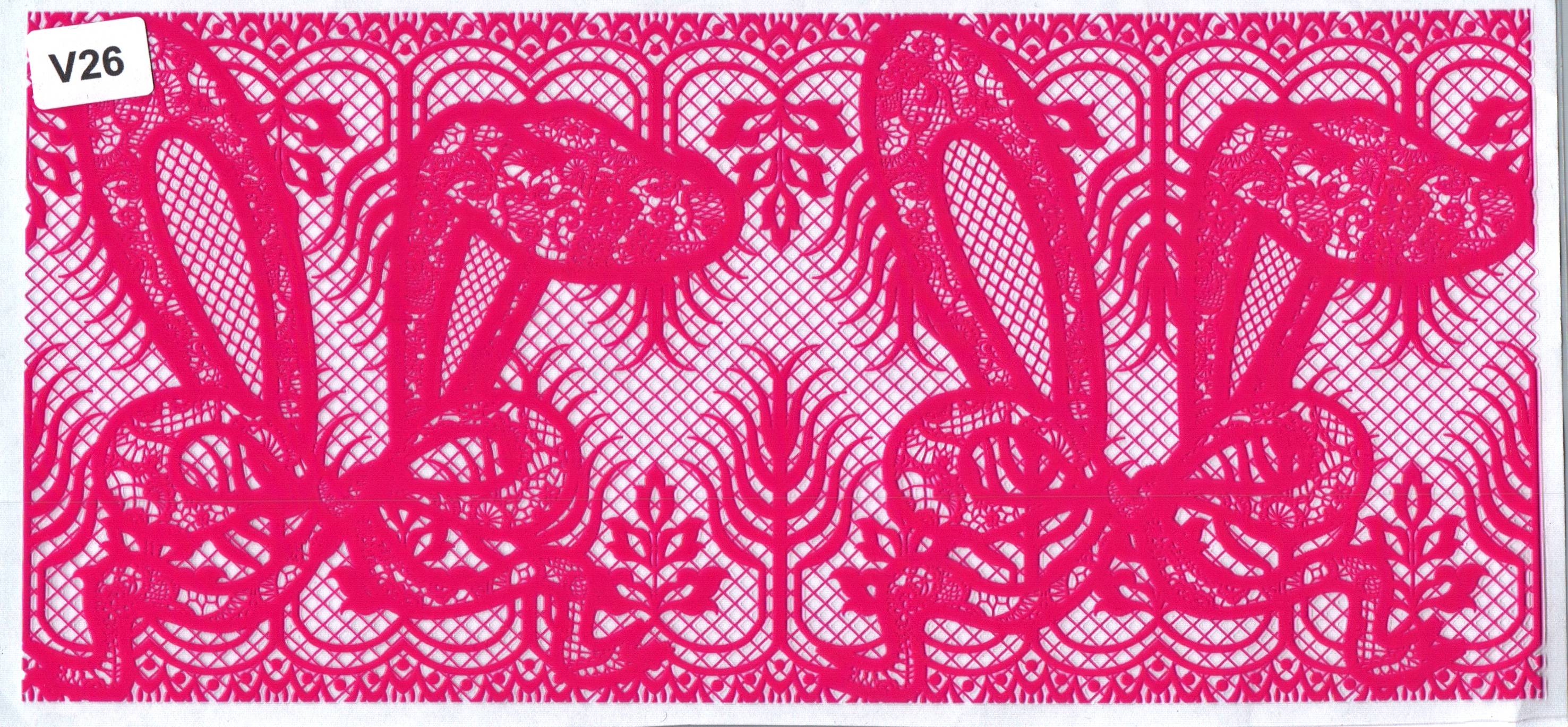 V26 Hot Pink Lace Bunny Ears Easters